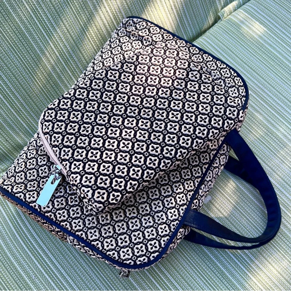 COSMETIC Bag Set NEW Black & Tan with Pattern
